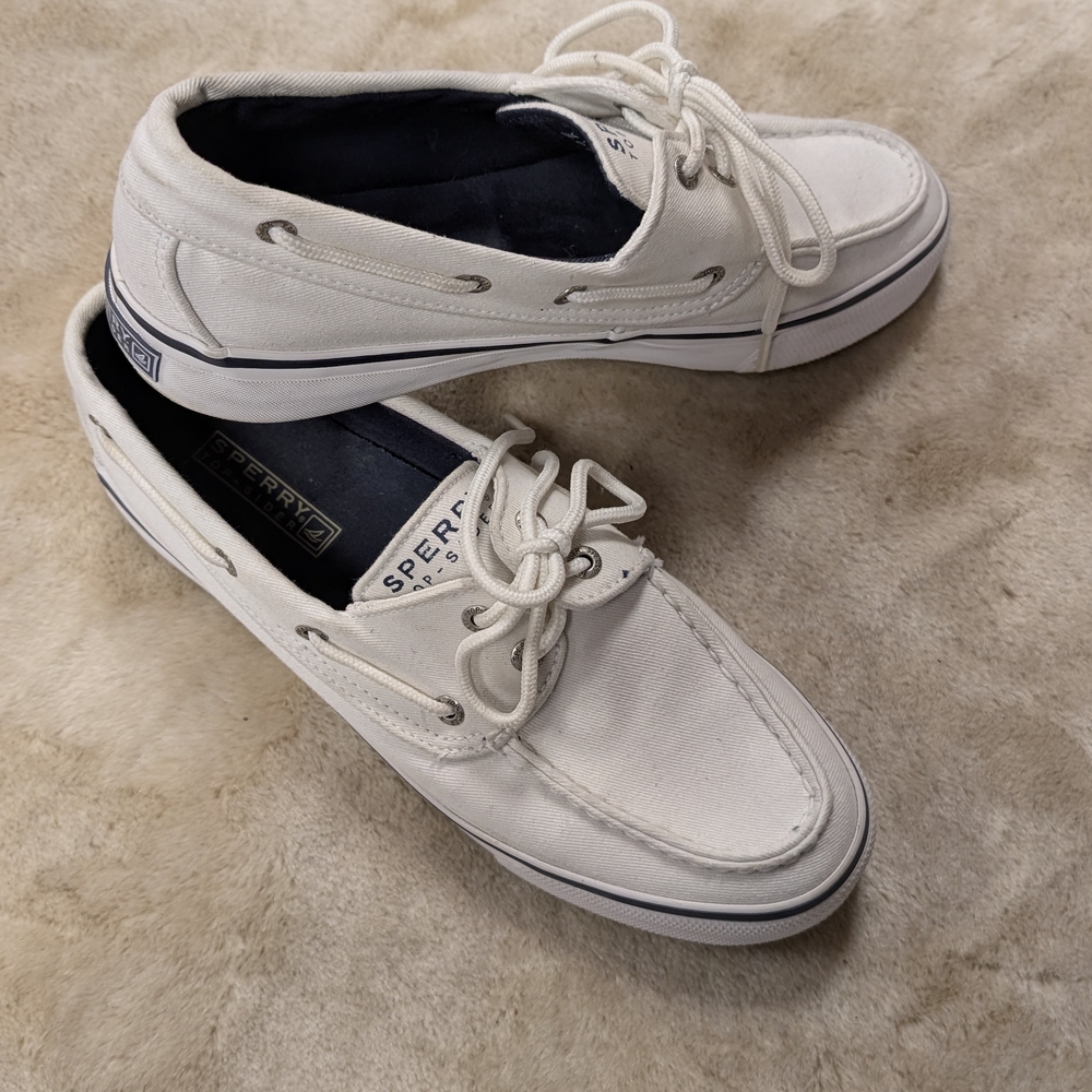 Sperry White Canvas Flats